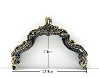 5 inch 12.5 cm Vintage fancy Zinc alloy Emboss  screw on coin bag purse pouch frame hardware supply Anti bronze