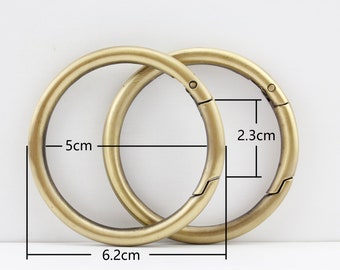 a pair of 2 inch 50mm  spring open O ring push gate ring for purse making Nickel  Anti bronze Light gold
