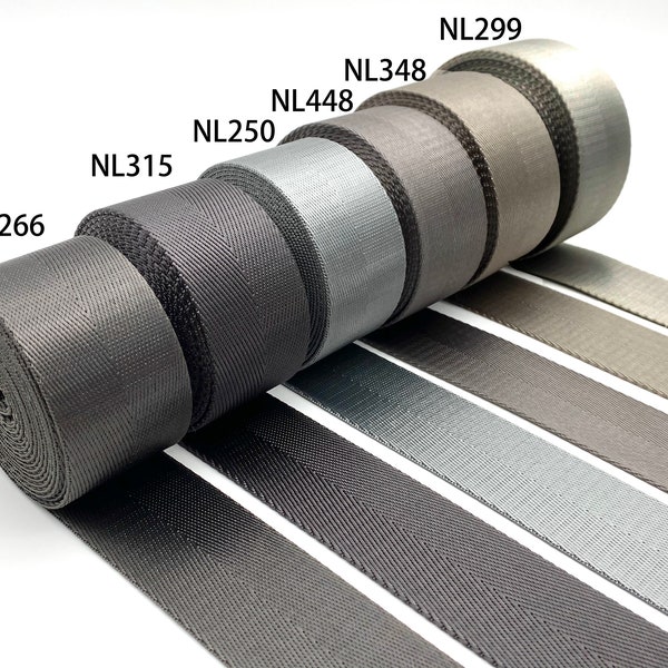 5 yards of 1 1/2 inch 38mm Gray heavy weight Nylon webbing ribbon for belt bag purse strap key fob sold by the yard