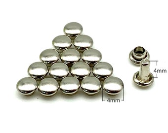 50 sets of 4mm flat double cap solid brass  rivets for leather Doll purse bag shoes clothing  Anti bronze Gold Nickel Gunmetal