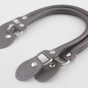 Pair of 16.5 inch sew in microfiber PU leather bag purse strap handles for purse bag making replacement Black Dark Brown image 5