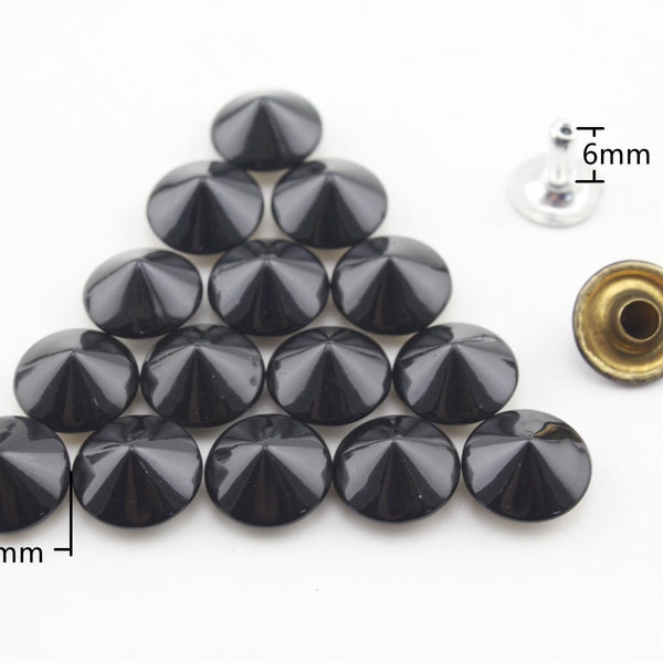 80 sets of 10mm solid brass cone rivet punk bag purse clothes studs Black Silver Lemon light blue Hot pink