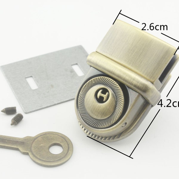 26mm x 42mm Press tongue latch lock  clutch purse briefcase handbag Bag lock with key Anti bronze Nickel