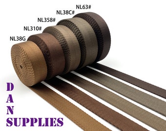 5 yards of 3/4 inch 19mm Brown coffee heavy weight Nylon webbing ribbon for belt bag purse strap key fob sold by the yard