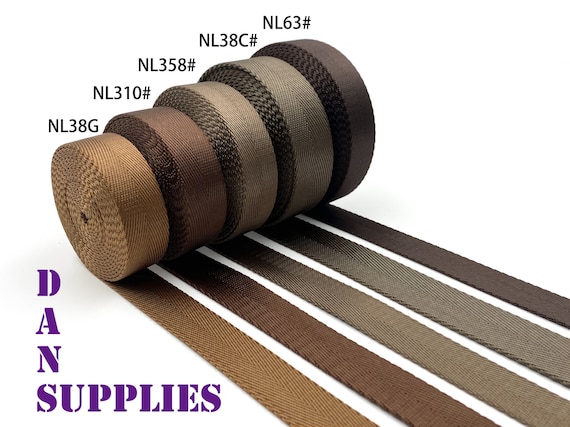 5 yards of 3/4 inch 19mm Brown coffee heavy weight Nylon webbing ribbon for belt bag purse strap key fob sold by the yard