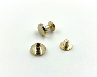 20 juegos de tornillos Chicago de latón macizo de 9 mm x 5 mm, sujetadores de cuero con remaches de tornillo Concho, níquel, bronce anticorrosivo, dorado, dorado claro