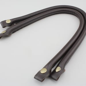 Pair of 19.5 inch  microfiber PU leather bag purse strap handles with snap fastener for purse bag making replacement Black Dark Brown