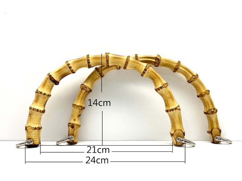 Coppia di 8 1/4 di pollice 21,5 cm a forma di U manici per borsa in bambù naturale immagine 1