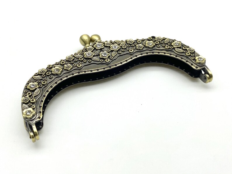 5 inch 12.5 cm Vintage fancy Zinc alloy Emboss sew on coin bag purse pouch frame hardware supply Anti bronze image 4