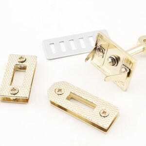 1 1/4 inch 32mm bracelet buckle connector clasp Purse clutch bag strap turn lock kit Light gold image 3