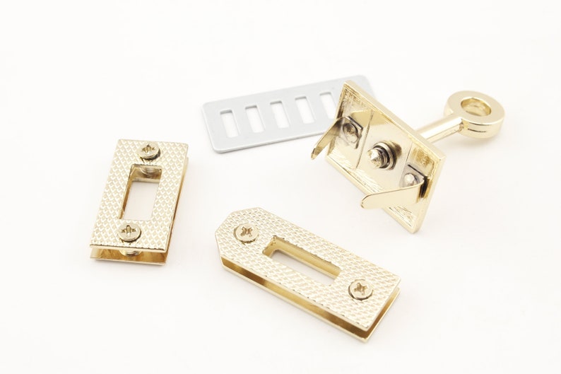 1 1/4 inch 32mm bracelet buckle connector clasp Purse clutch bag strap turn lock kit Light gold image 3