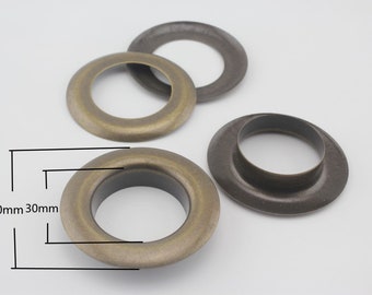 14 ensembles de 30mm (taille intérieure) de gros œillets grommets pour sac à main rideau Anti bronze Anti cuivre Nickel