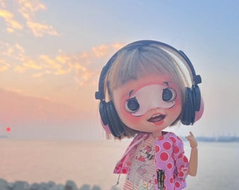 In stock miniature headphone for doll blythe qbaby Big head Diandian ( Headphone No real function , just for decoration )