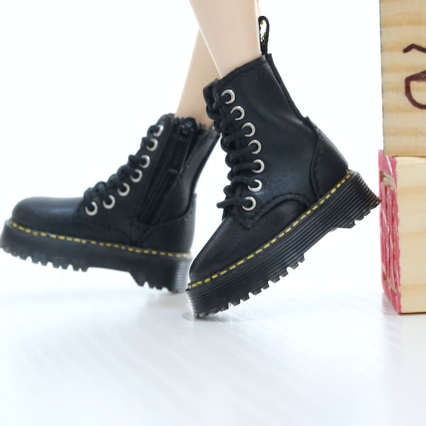 In stock hand-made 1/6 Scale Leather Doll Boots Blythe Shoes Blythe Doll Martin Boots Handmade Doll Boots Momoko bjd boots