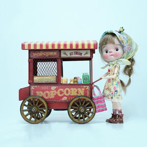 In stock 1/6 Scale icecream trolley for Blythe Doll momoko Qbaby bicycle 1:6 doll bicycle cart for doll QBaby 12'' action figure's trolley