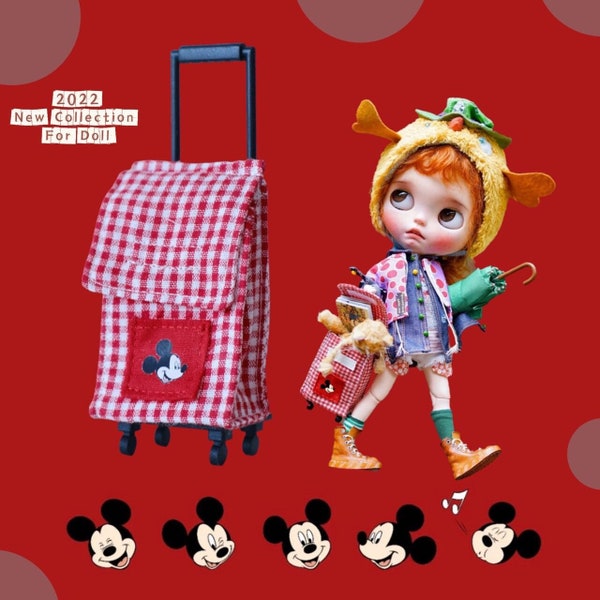 In stock miniature trolley bag for doll blythe licca 1/6 azone S doll qbaby doll bag trolley