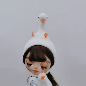 Pre-order hat for doll blythe qbaby little fish big head DianDian blythe goose style hat duck hat for blythe doll Yuyu doll big head