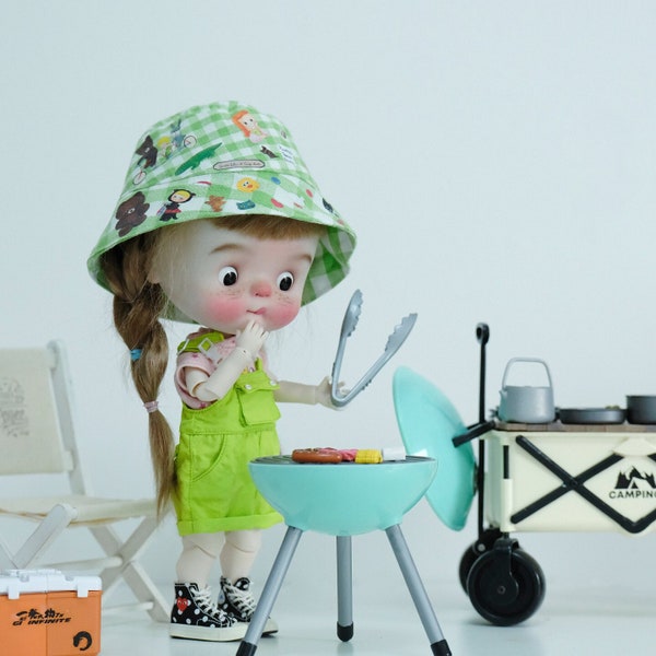 In stock miniature BBQ OVEN for doll blythe Qbaby BJD momoko licca doll Barbecue Oven mini outdoor grill tongs for doll