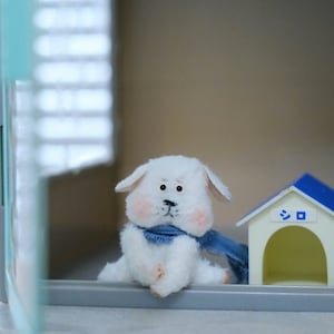 In stock miniature dog for toy Sitting dog for blythe ob11 puppet for doll Qbaby Diandian Jacoosun Rou 1/6 bjd