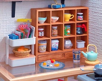 Miniature Doll Cupboard: 1/6 & 1/12 Scale Wooden Mug Cabinet
