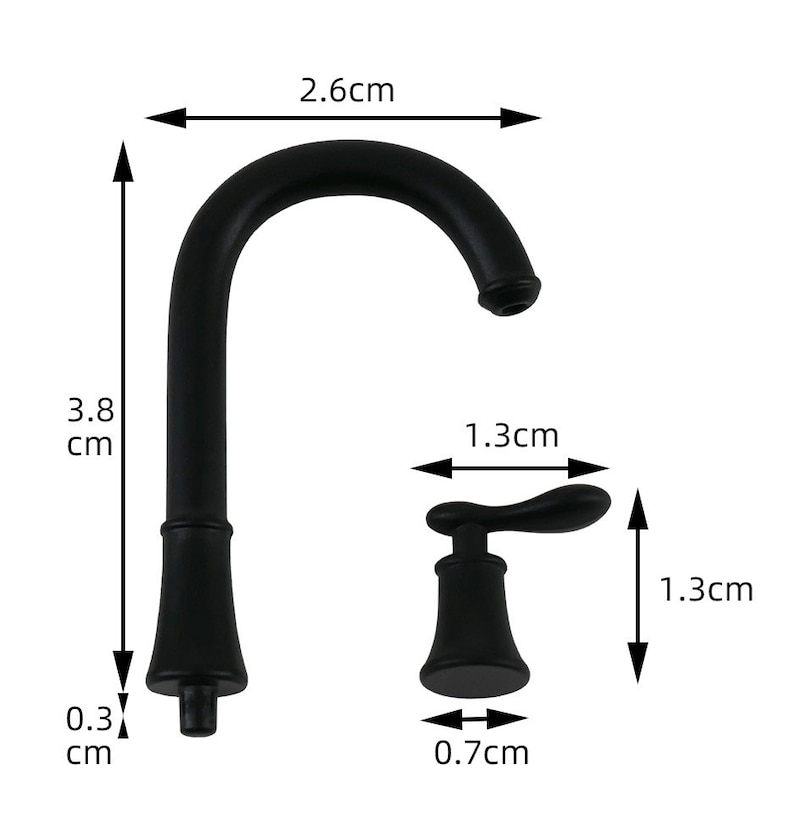 1/6 skala dockhus tulpan handfat: Blythe, Momoko badrumsinredning Black faucet only