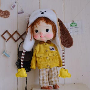 Handgjord miniatyrkappa för Blythe docka BJD diandian dianmei - OB22 OB24 tygjacka överdimensionerad
