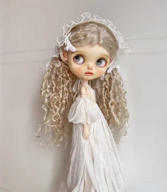 Handmade Blythe Doll Outfit: White Dress Set, 1/6 Scale Ob22 Ob24