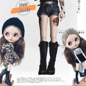 In stock hand-made 1/6 Scale Leather Doll Boots Blythe Shoes Blythe Doll Martin Boots Handmade Doll Boots Momoko bjd boots