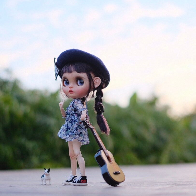 In stock Guitar for 1/6 doll miniature guitar Blythe Barbie Etsy