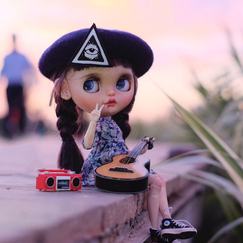 In stock Guitar for 1/6 doll miniature guitar Blythe Barbie Etsy