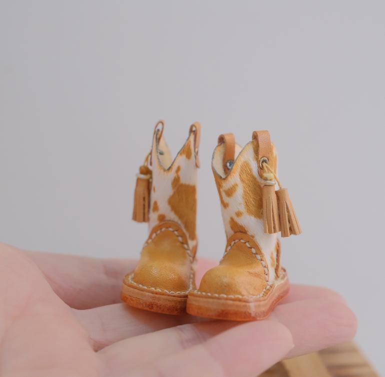 Botas de cuero para muñeca Blythe hechas a mano a escala 1/6, zapatos para muñeca Blythe, botas para muñeca Blythe, botas Momoko bjd hechas a mano.