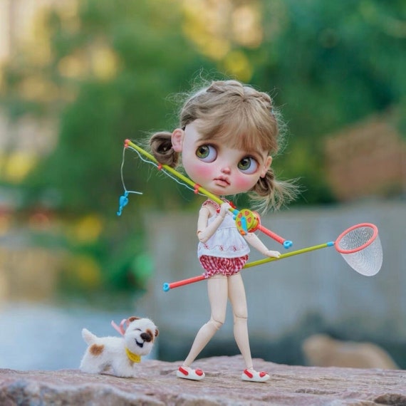 In Stock 1/6 Miniature Fishing Set Blythe Fishing Set Fishing Rods Tools  Set Momoko Barbie 1/6 Bjd Doll Ob11 Doll Fishing Set 