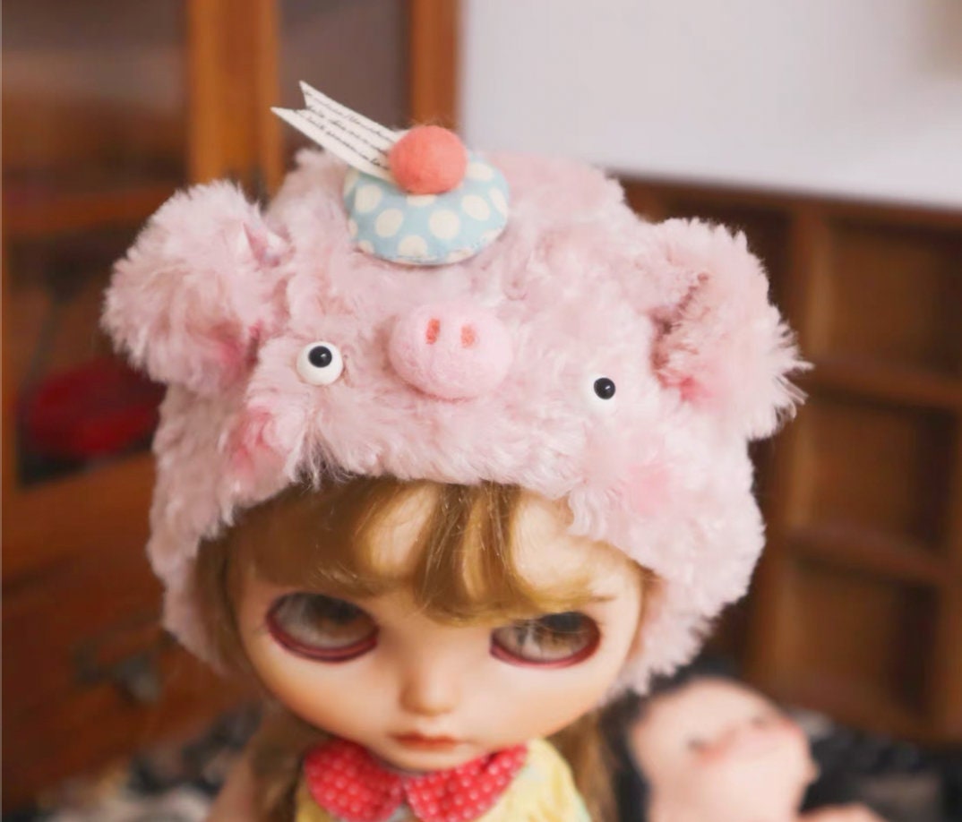 ブライスドールの帽子：手作りのぬいぐるみ猫ヘルメット - Etsy 日本