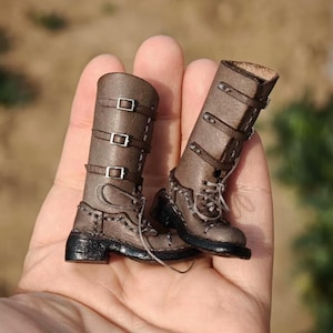 In stock hand-made 1/6 Scale Leather Doll Boots Blythe Shoes Blythe Doll Martin Boots Handmade Doll Boots Momoko bjd boots