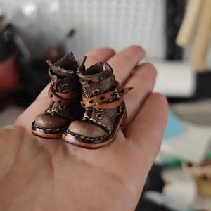 In stock hand-made 1/6 Scale Leather Doll Boots Blythe Shoes Blythe Doll Boots Handmade Doll Boots Momoko bjd boots