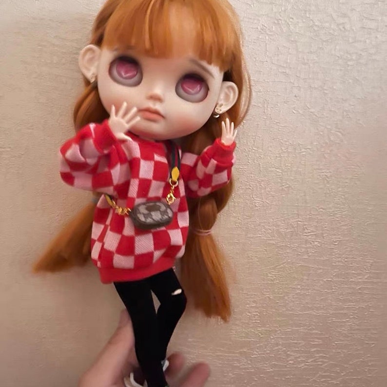 Handgefertigtes Blythe Outfit: Kariertes Oberteil für 1/6 Dolls Bild 3