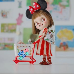 En stock, carrito de compras en miniatura 1/6 para muñeca Jacoosun Rou BJD Qbaby Diandian, bonito carrito de compras