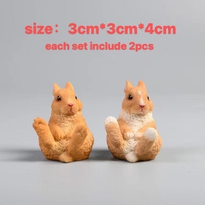 Miniature Plastic Rabbit Figurines: Blythe/OB11 Doll Accessory (Set of 2)