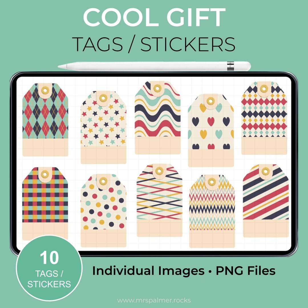 Cool Gift Tags Stickers Goodnotes & Individual PNG Images Etsy