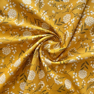Mustard Woodland Cotton Apparel Fabric