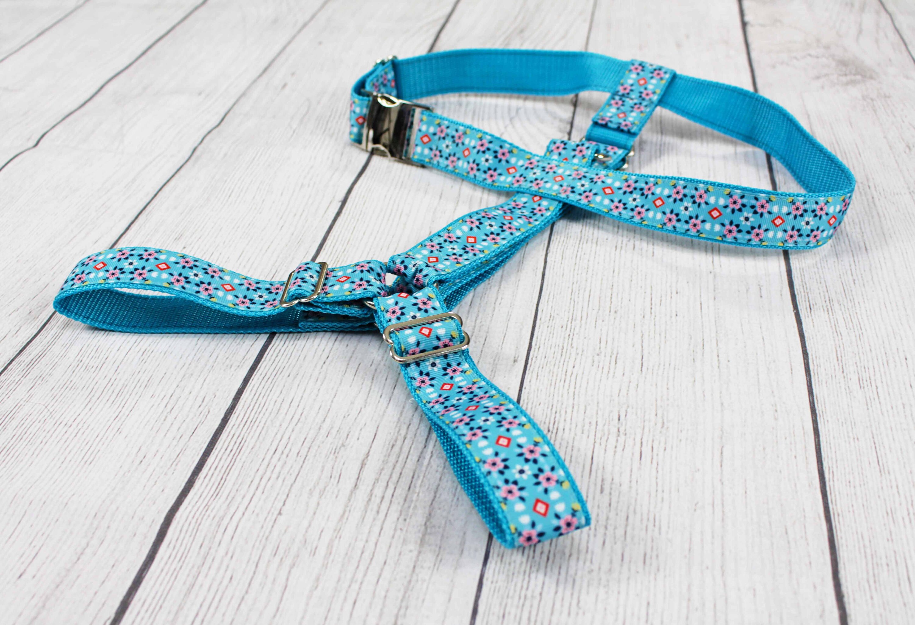 light blue dog harness