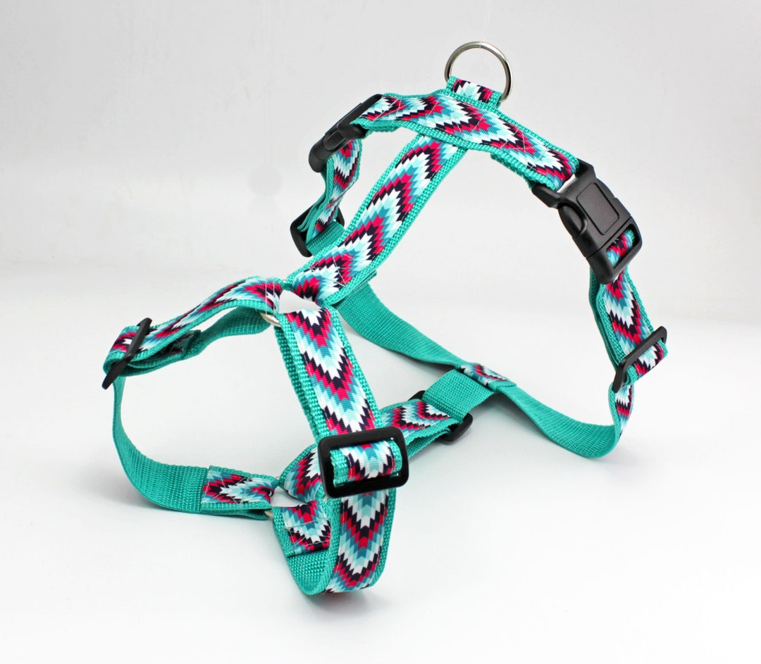 Dog Harness With Zigzag Pattern, Turquoise bing, Dog Harness Etsy