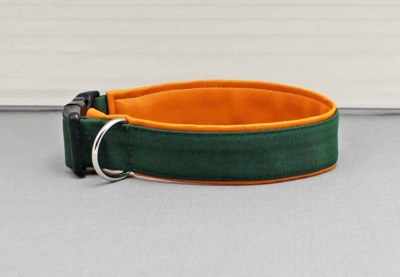 Dog collar in dark green plain with synthetic leather in Etsy