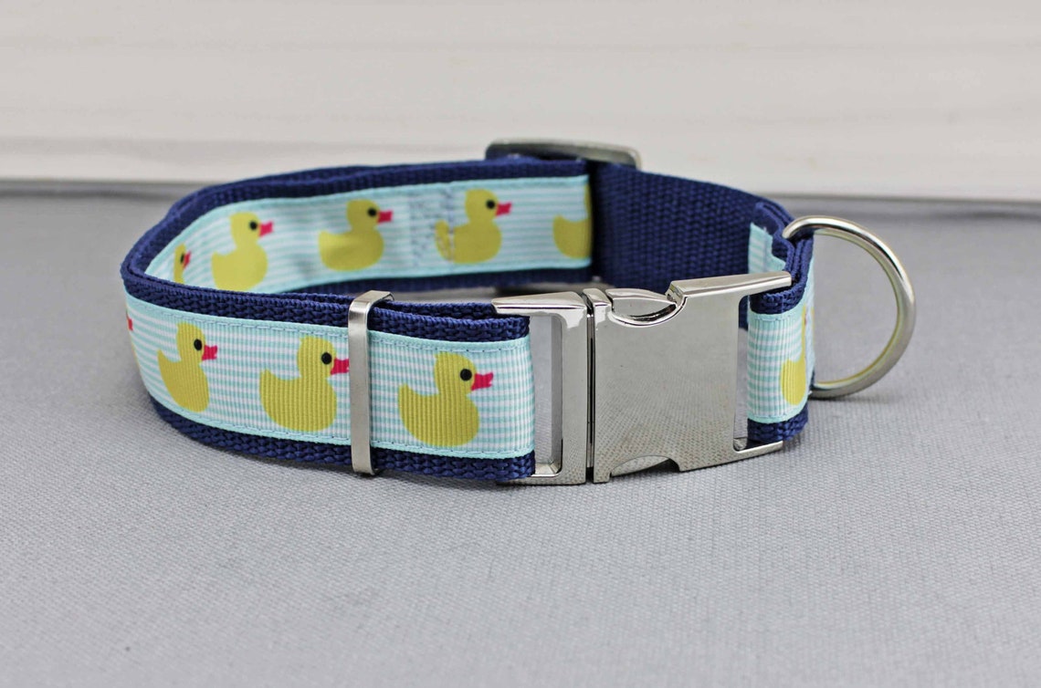 Dog Collar With Rubber Duck Light Blue and Yellow bing in Etsy