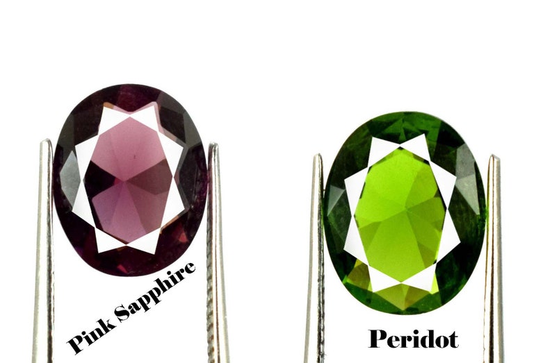 4 Carat Pink Sapphire /& Green Peridot Eye Clean Gemstone Pair Oval Cut Natural AGI Certified