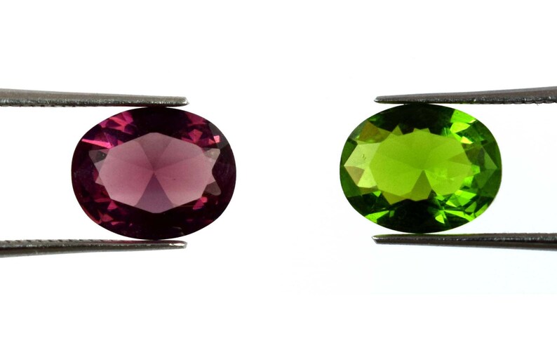 4 Carat Pink Sapphire /& Green Peridot Eye Clean Gemstone Pair Oval Cut Natural AGI Certified