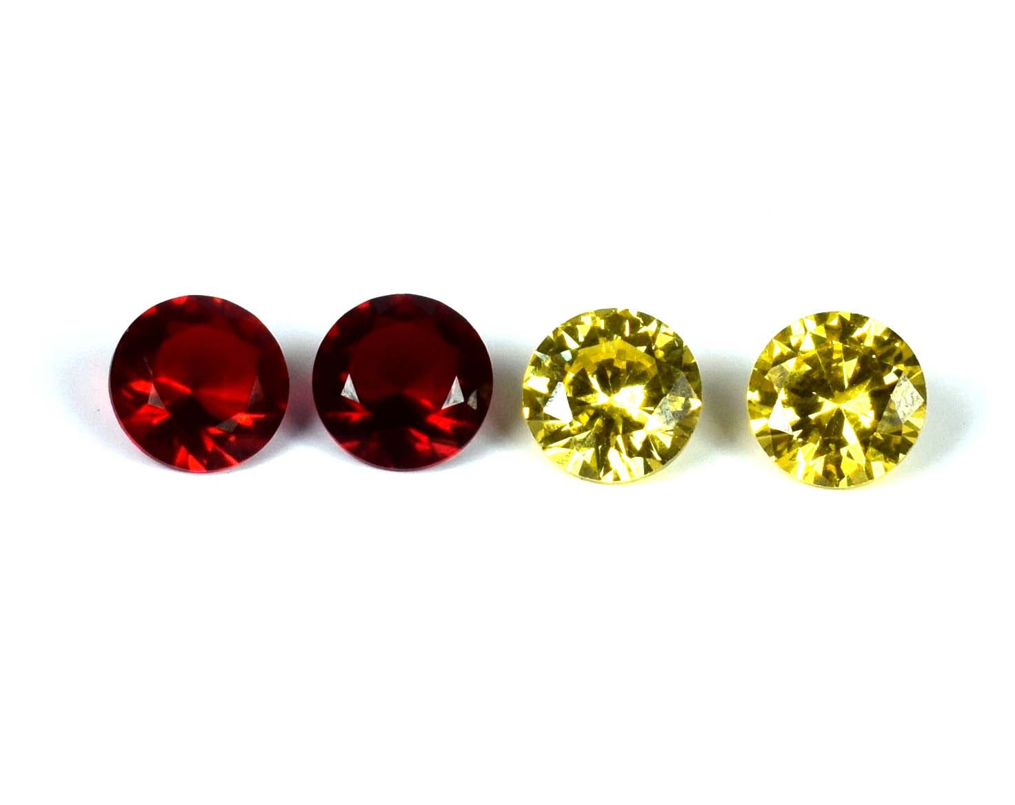 Round Cut 11.65 Ct Ruby & Yellow Sapphire Gemstone 4 Pcs Lot Etsy