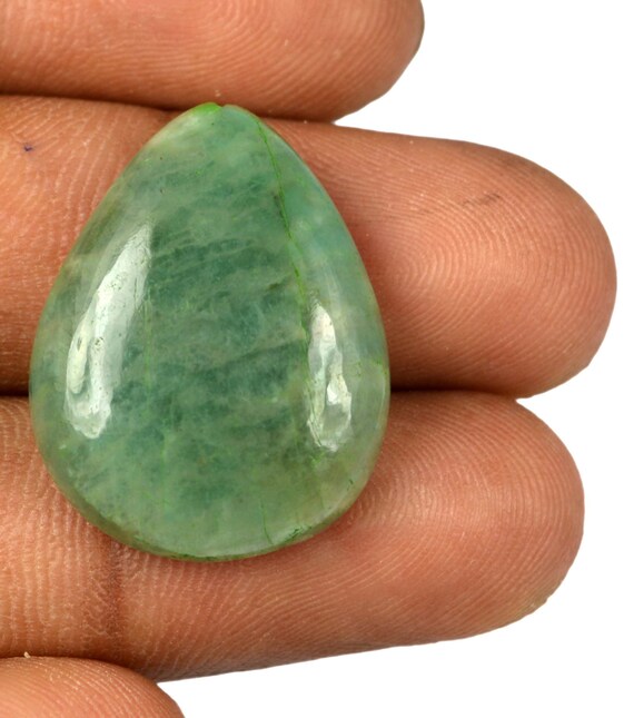 Peru Green Amazonite Untreated Gemstone Pear Shape Natural 15.95 Ct AGI Certified S9560