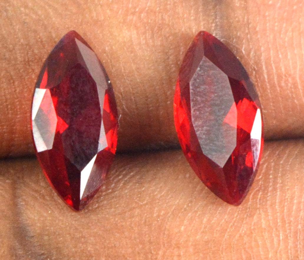 Burma 4.05 Ct Red Ruby Eye Clean Gemstone Pair Marquise Cut Etsy