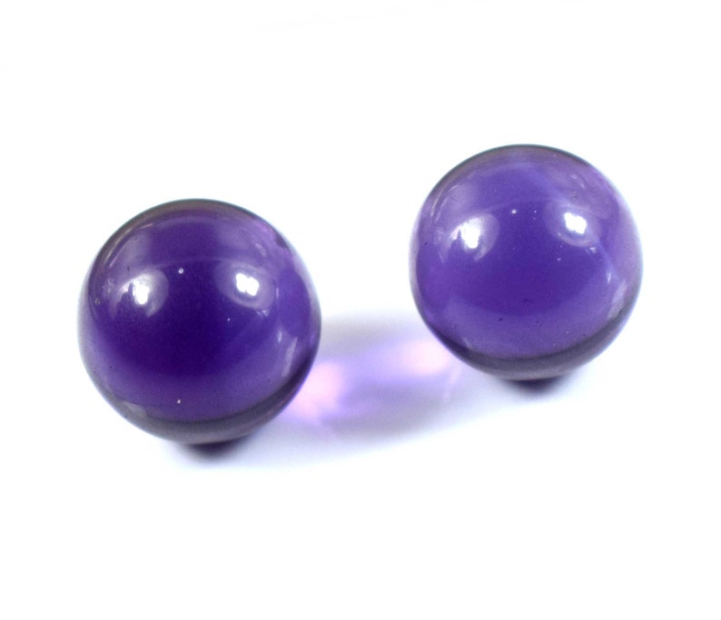 Fresh Arrival Brazilian Violet Amethyst 32 Ct. Round Collection Gemstone Ball Matching Pair